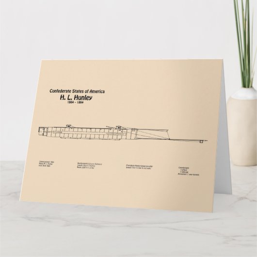 H. L. Hunley - Scheepsblauwdruk Plannen SD Bedankkaart (Voorkant)