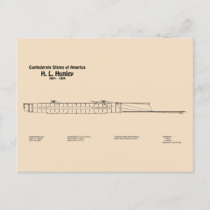 H. L. Hunley - Scheepsblauwdruk Plannen SD Briefkaart
