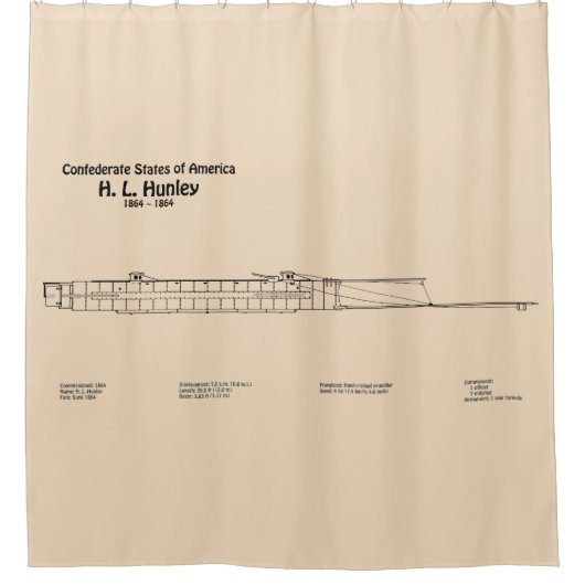 H. L. Hunley - Scheepsblauwdruk Plannen SD Douchegordijn (Voorkant)
