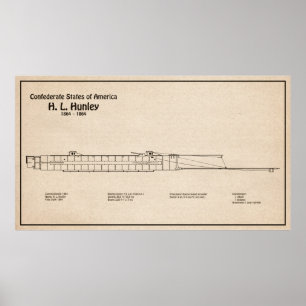 H. L. Hunley - Scheepsblauwdruk Plannen SD Poster