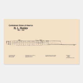 H. L. Hunley - Scheepsblauwdruk Plannen SD Rechthoekige Sticker