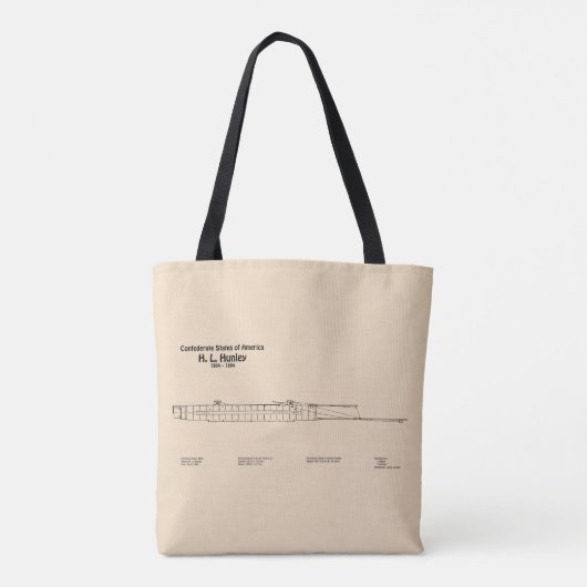H. L. Hunley - Scheepsblauwdruk Plannen SD Tote Bag (Achterkant)