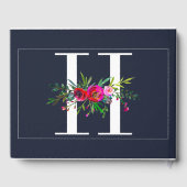 H Letter Initiaal Monogram Bloem Naam Trouwfeest Gastenboek (Achterkant)