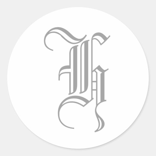 H Letter Monogram Sticker Grijs Oud Engels (Voorkant)