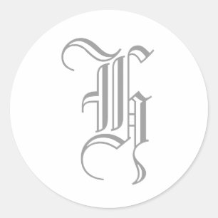 H Letter Monogram Sticker Grijs Oud Engels
