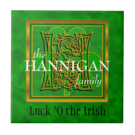 H "Luck of the Irish" Family Custom Monogram Tile Tegeltje