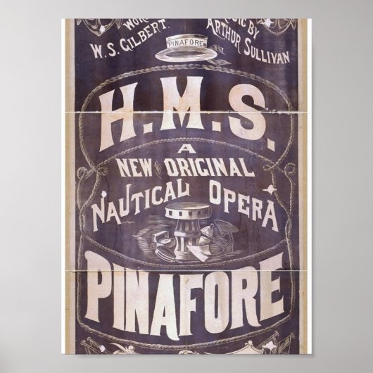 H.M.S. Pinafore, 'Nautical Opera' Retro Theater Poster (Voorkant)