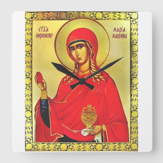 H. Maria Magdalena orthodoxe icoon Vierkante Klok (Voorkant)