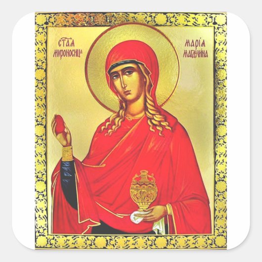 H. Maria Magdalena orthodoxe icoon Vierkante Sticker (Voorkant)