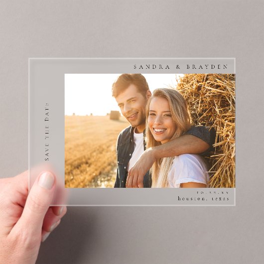 H MOD 2 Eenvoudige foto De datum opslaan Acryl Uitnodigingen (Insitu (Draagbaar))