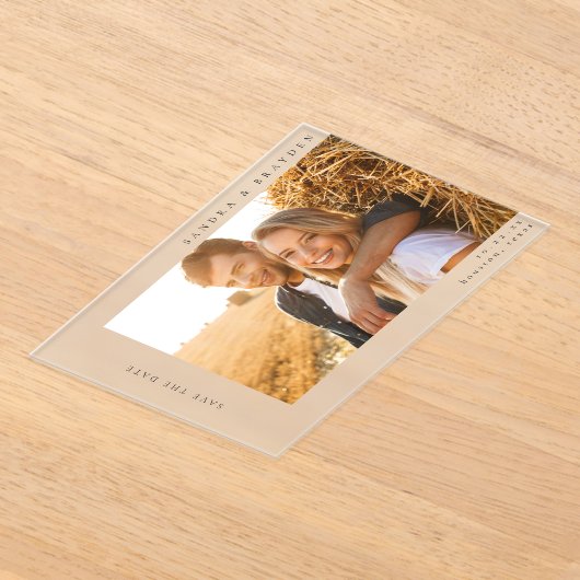 H MOD 2 Eenvoudige foto De datum opslaan Acryl Uitnodigingen (Laagn)