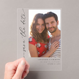 H MOD 2 Eenvoudige foto De datum opslaan Acryl Uitnodigingen