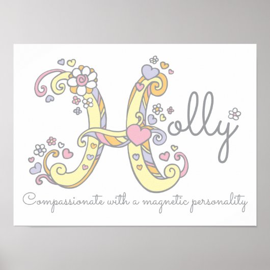 H monogram art Holly meisjes naam poster (Voorkant)