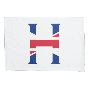 H Monogram bedekt met Union Jack Flag pcnt Kussensloop