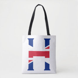H Monogram bedekt met Union Jack Flag stint Tote Bag