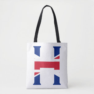 H Monogram bedekt met Union Jack Flag stint Tote Bag