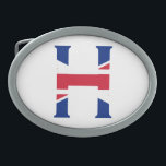 H Monogram bedekt op Union Jack Flag bbcnt Gesp<br><div class="desc">H Monogram afgedekt op de vlag van de vlag van de Unie Buckle Design © Trinkets and Items 2017 - AHP Design. Alle rechten voorbehouden. 030417</div>