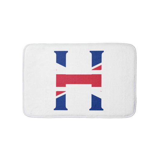 H Monogram bedekt op Union Jack Flag bmcnt Badmat (Voorkant)