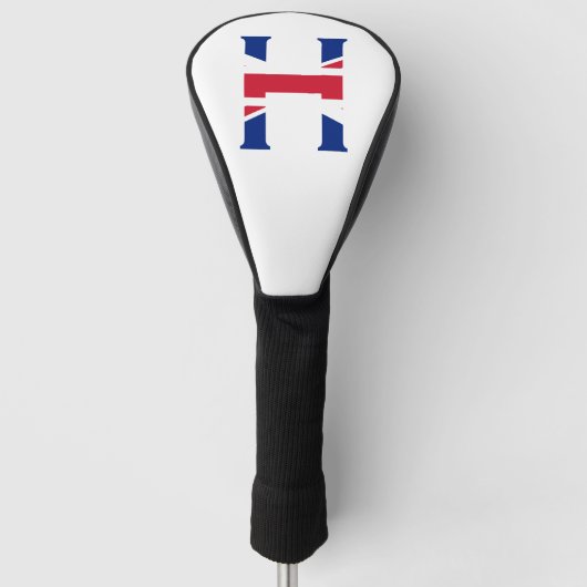 H Monogram bedekt op Union Jack Flag dcnt Golfheadcover (Voorkant)