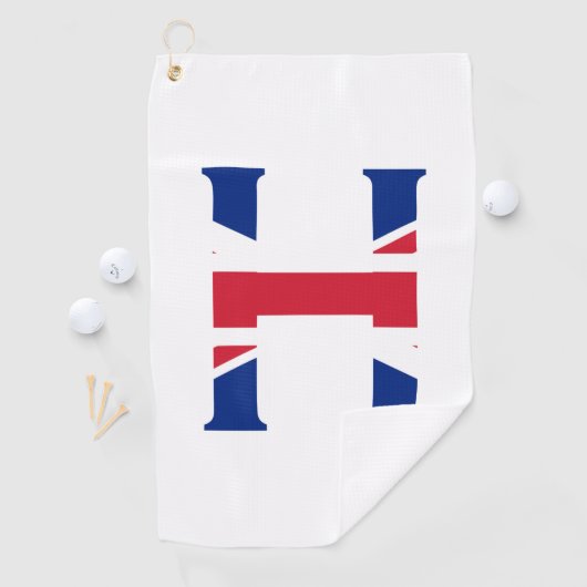 H Monogram bedekt op Union Jack Flag gtcnt Golfhanddoek (Insitu)
