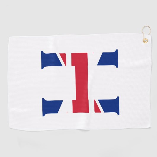 H Monogram bedekt op Union Jack Flag gtcnt Golfhanddoek (Horizontaal)