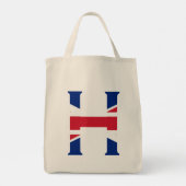 H Monogram bedekt op Union Jack Flag gtcnt Tote Bag (Achterkant)