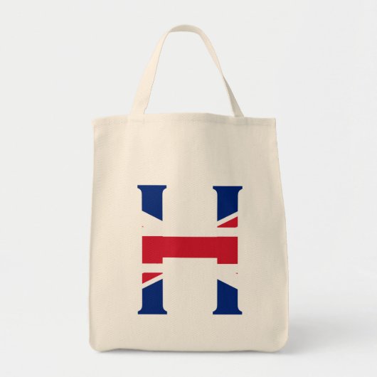 H Monogram bedekt op Union Jack Flag gtcnt Tote Bag (Voorkant)