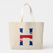 H Monogram bedekt op Union Jack Flag jitcnt Grote Tote Bag (Achterkant)