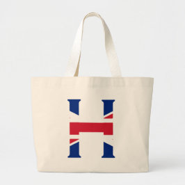 H Monogram bedekt op Union Jack Flag jitcnt Grote Tote Bag