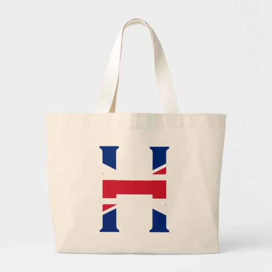 H Monogram bedekt op Union Jack Flag jitcnt Grote Tote Bag (Voorkant)
