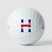 H Monogram bedekt op Union Jack Flag tmtp5 gbcnt Golfballen (Voorkant)