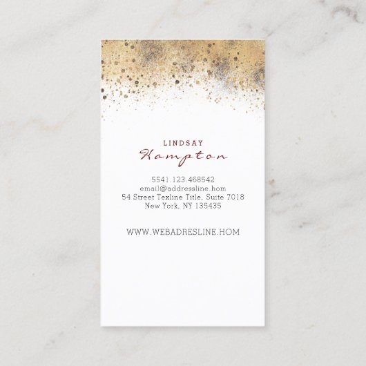 H Monogram Bourgogne Rode bloemen en Faux Gold Visitekaartje (Achterkant)