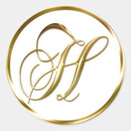 H monogram bruine envelop of voorzegel ronde sticker
