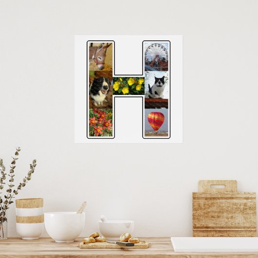 H Monogram Creëer Uw Eigen 7 Aangepaste fotocollag Poster (Keuken)