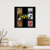 H Monogram Creëer Uw eigen 7 Foto Collage Black Poster (Keuken)