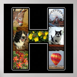 H Monogram Creëer Uw eigen 7 Foto Collage Black Poster