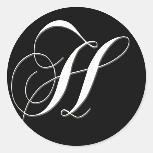 H monogram - elegant zwart-wit ronde sticker (Voorkant)