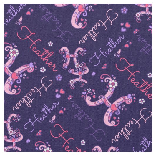 H monogram en gepersonaliseerde naam Heather stof (Close Up)