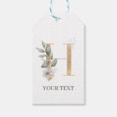 H Monogram Floral Aangepast Cadeaulabel (Voorkant)