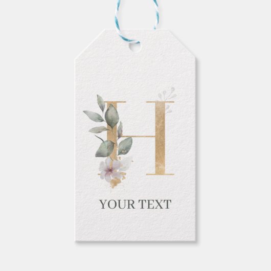 H Monogram Floral Aangepast Cadeaulabel (Voorkant)
