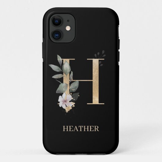H Monogram Floral Aangepast Case-Mate iPhone Case (Achterkant)