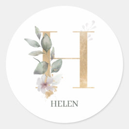 H Monogram Floral Aangepast Ronde Sticker