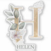 H Monogram Floral Aangepast Sticker (Voorkant)