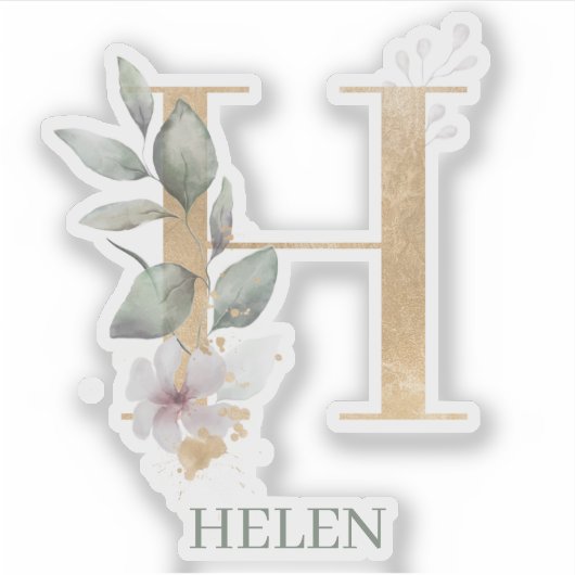 H Monogram Floral Aangepast Sticker (Voorkant)