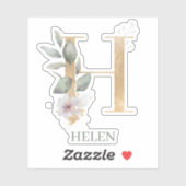 H Monogram Floral Aangepast Sticker (Vel)