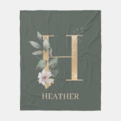 H Monogram Floral Aangepaste fleece Blanket (Voorkant)