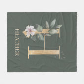 H Monogram Floral Aangepaste fleece Blanket (Voorkant (Horizontaal))