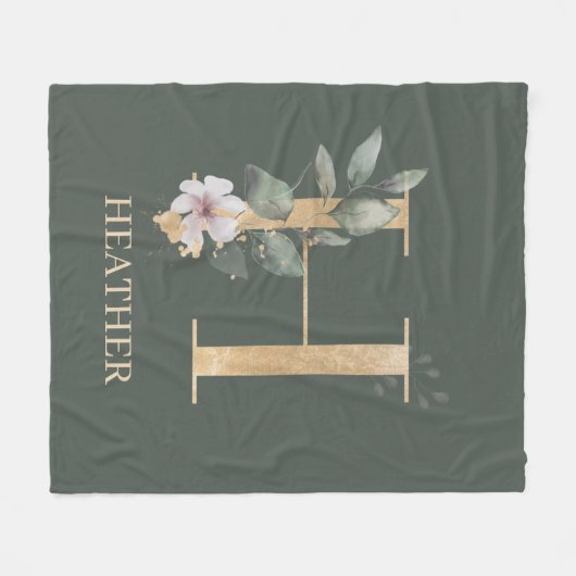 H Monogram Floral Aangepaste fleece Blanket (Voorkant (Horizontaal))