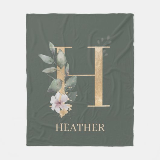 H Monogram Floral Aangepaste fleece Blanket Deken (Voorkant)