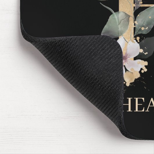 H Monogram Floral Aangepaste Muismat (Hoek)